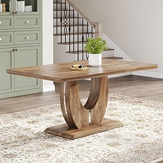 JUFU Modern Dining Table for 6, Scratch and Heat Resistant Faux Marble Rectangular Wood Tabletop, 63 in Easy Assembly Kitchen and Dining Room Table with Durable Frame