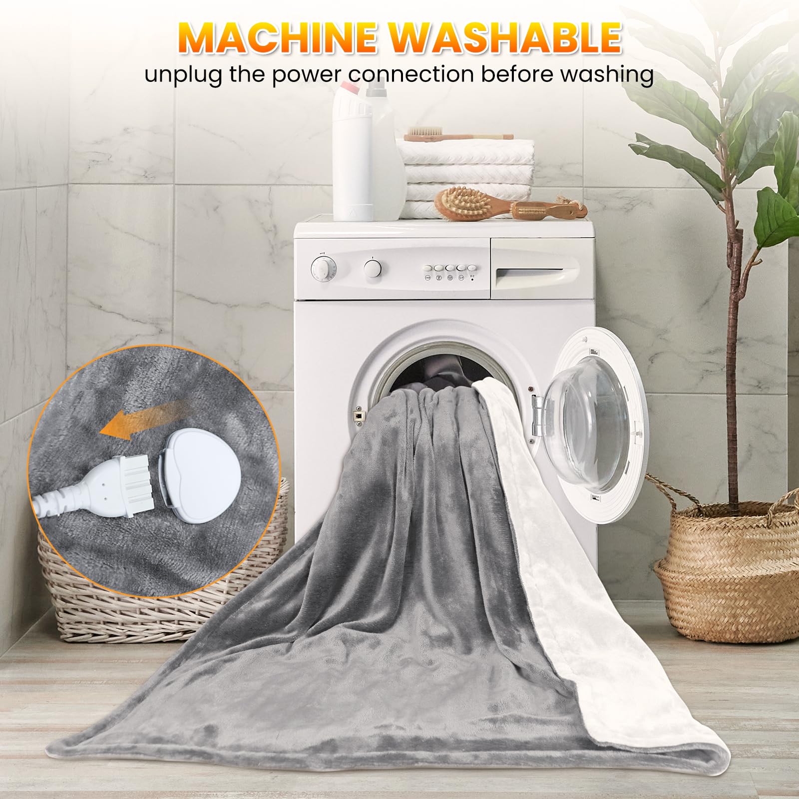 Qfun Doppelseitig Heizdecke mit Abschaltautomatik 180x100cm, Schnelles Aufheizen Wärmedecke Elektrische mit 6 Temperaturstufen, 4 Timer, Waschbar Heated Blanket Kuscheldecke, Überhitzungsschutz