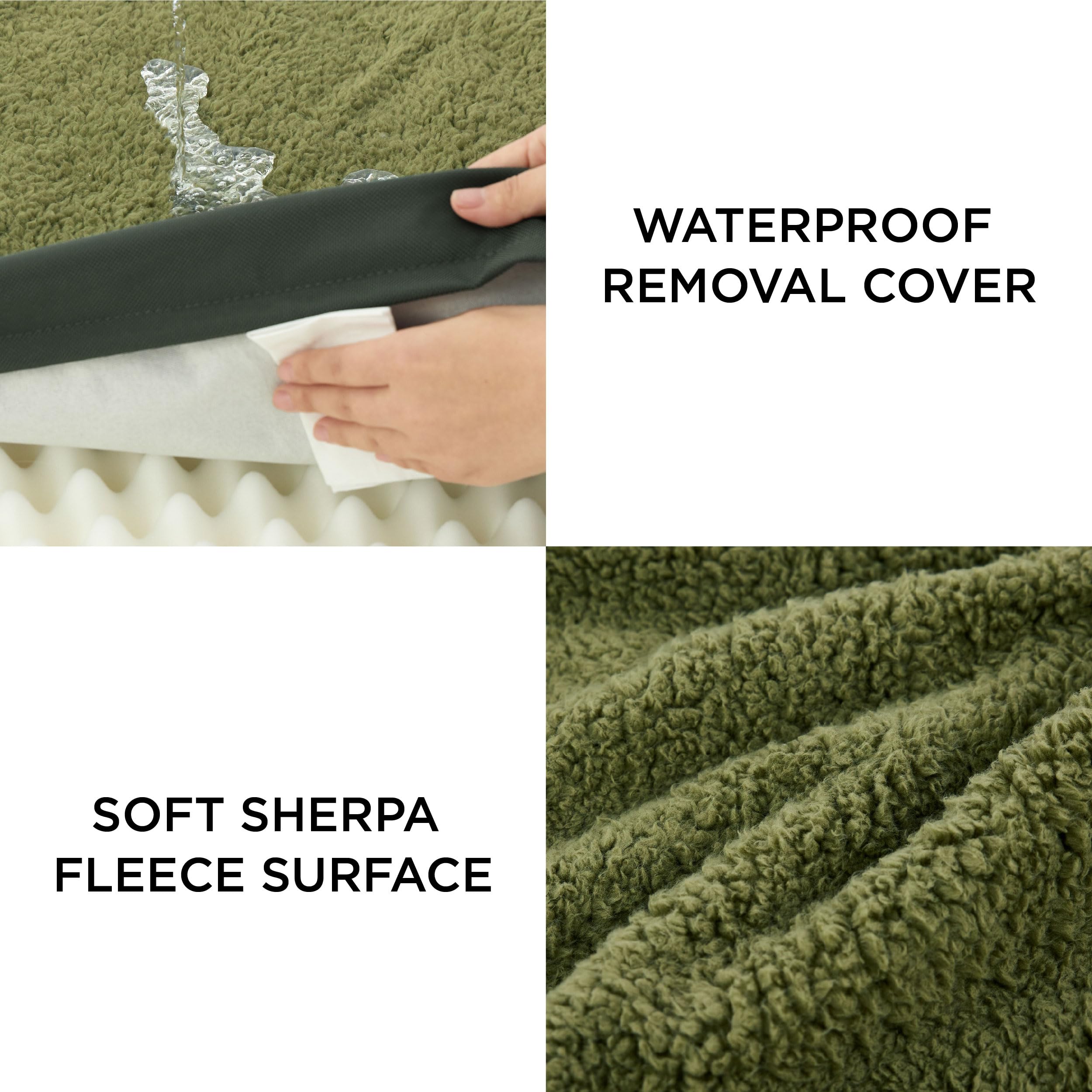 Bedsure Cuscino per Cane Gande - Materassino per Cani Taglia Grande Interno Cuscino Cane Sfoderabile Lavabile 91x69x7.6 cm, Verde