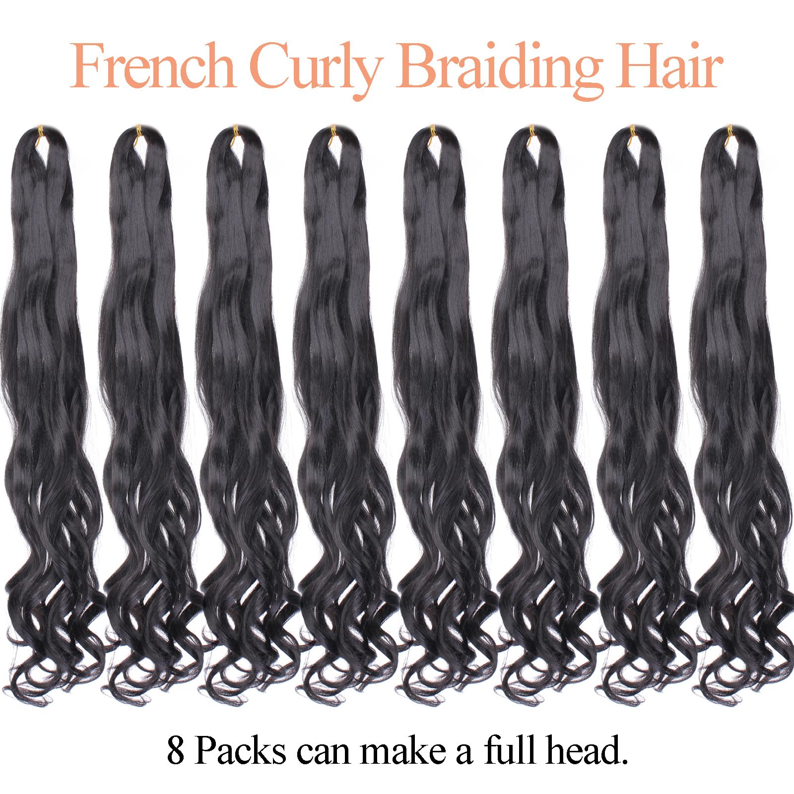 Mscat 14 Inch 8 Packs Pre Stretched French Curly Braiding Hair Loose Wave Bouncy Hair Extensions 350#, 14 Inch (Pack of 8) - Image 4