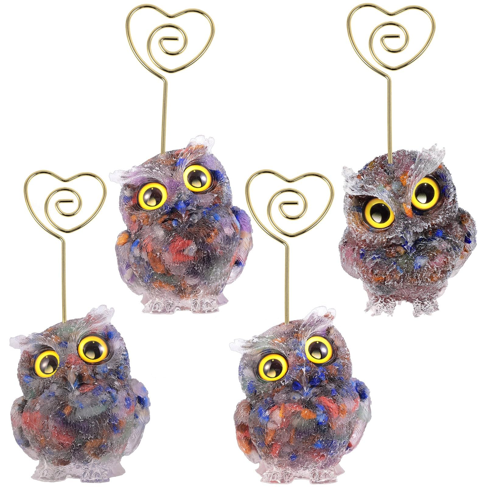 KYEYGWO Owl Statue Table Number Holders Desk Memo Clip - Image 3