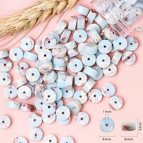 Miniatura 9 de Cuentas Heishi de piedra natural para hacer collares, 0.157 pulgadas x 0.079 pulgadas (0.157 in x 0.079 in), pequeñas piedras redondas planas