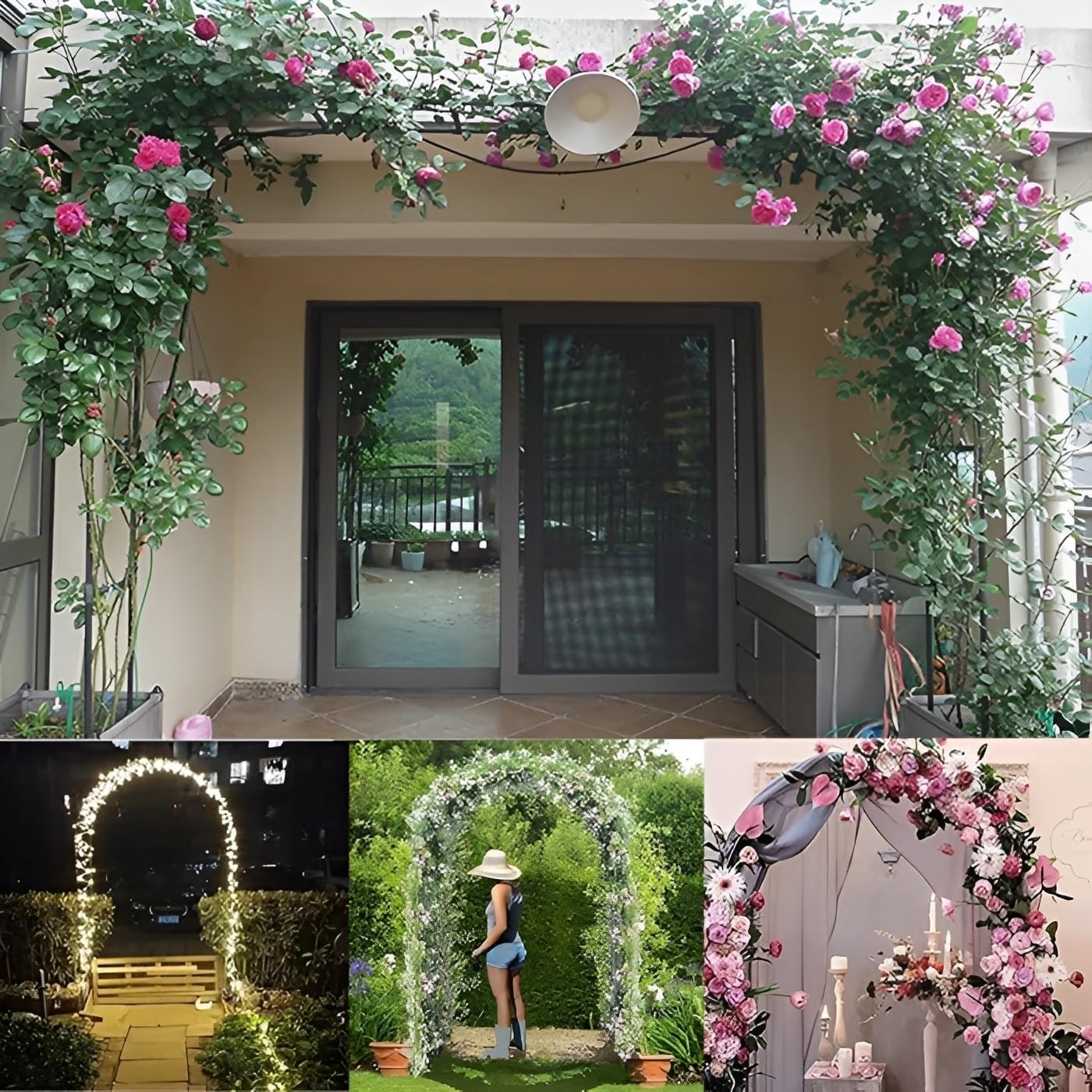 Weißer Metall-Gartenbogen für Kletterpflanzen, Hochzeit und Par-Blumenbogen, 280 x 280 cm, perfekt für Weihnachten, Geburtstage und Outdoor-Dekoration