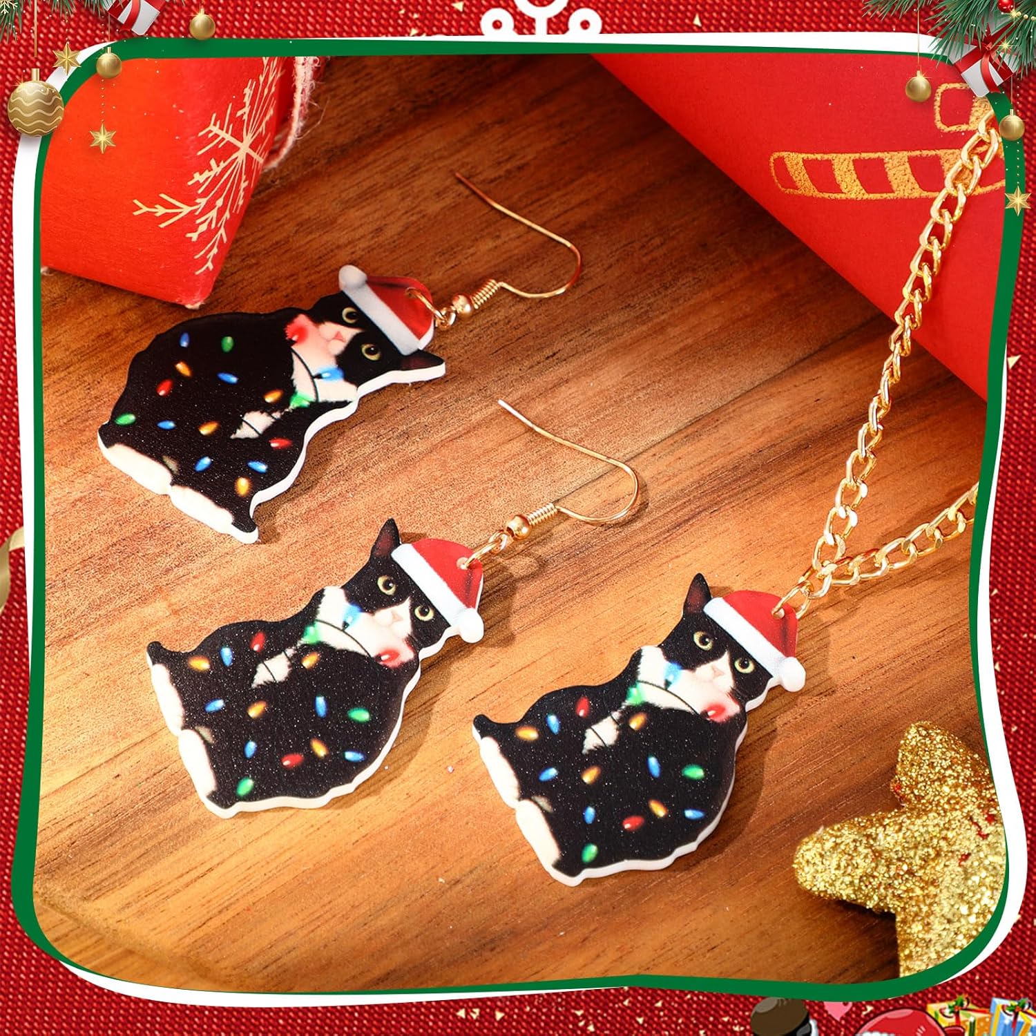 Quelay 3 Pcs Christmas Jewelry Set for Women 1 Pairs Christmas Earrings, 1 Nutcracker Necklace Jewelry Set for Christmas Gift - Image 2