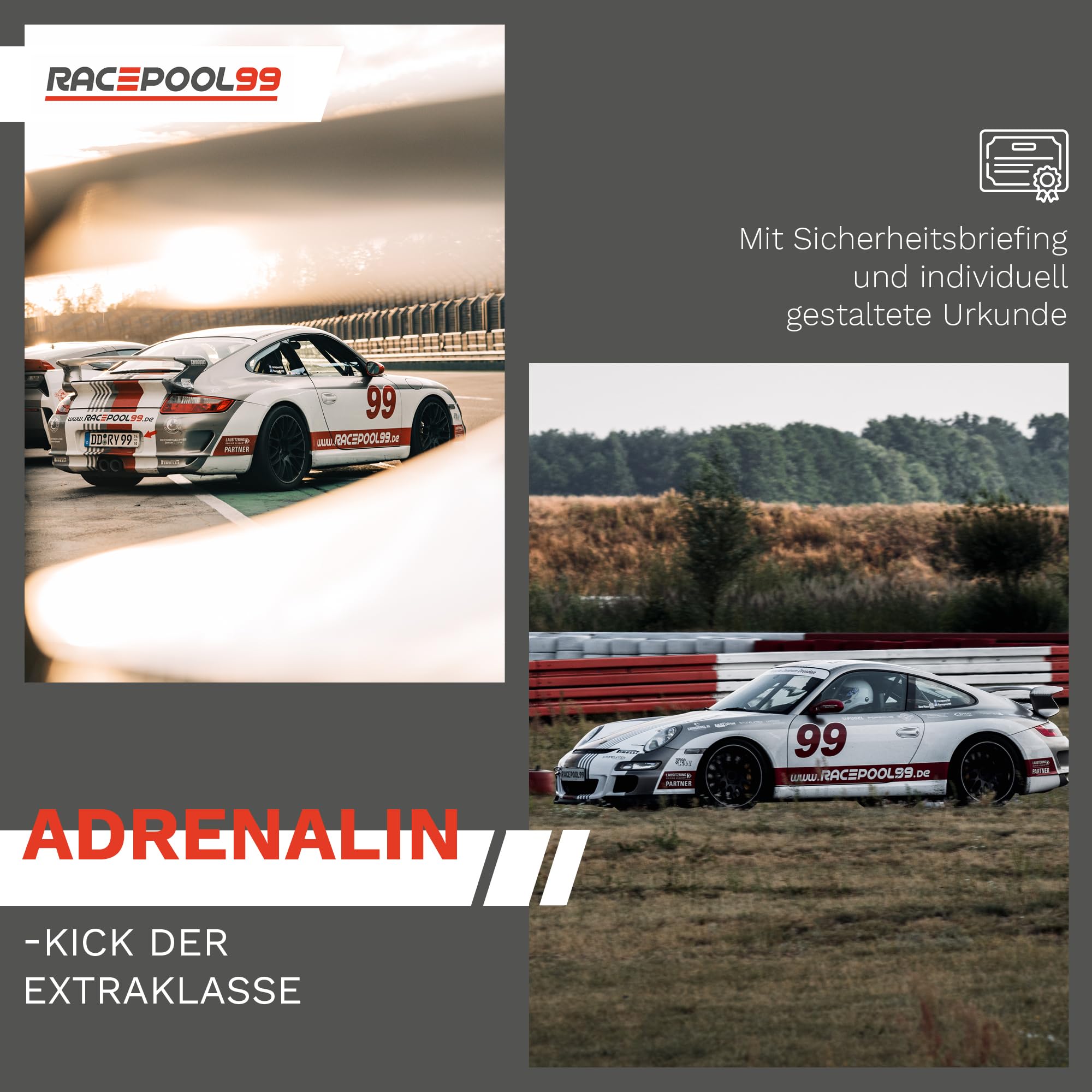 Racepool99 Experiencia Cupón – 1 ronda auto conducción con Porsche 911 GT3 en circuito de Sajonia/Regalos para amantes de los coches/idea de regalo para hombres