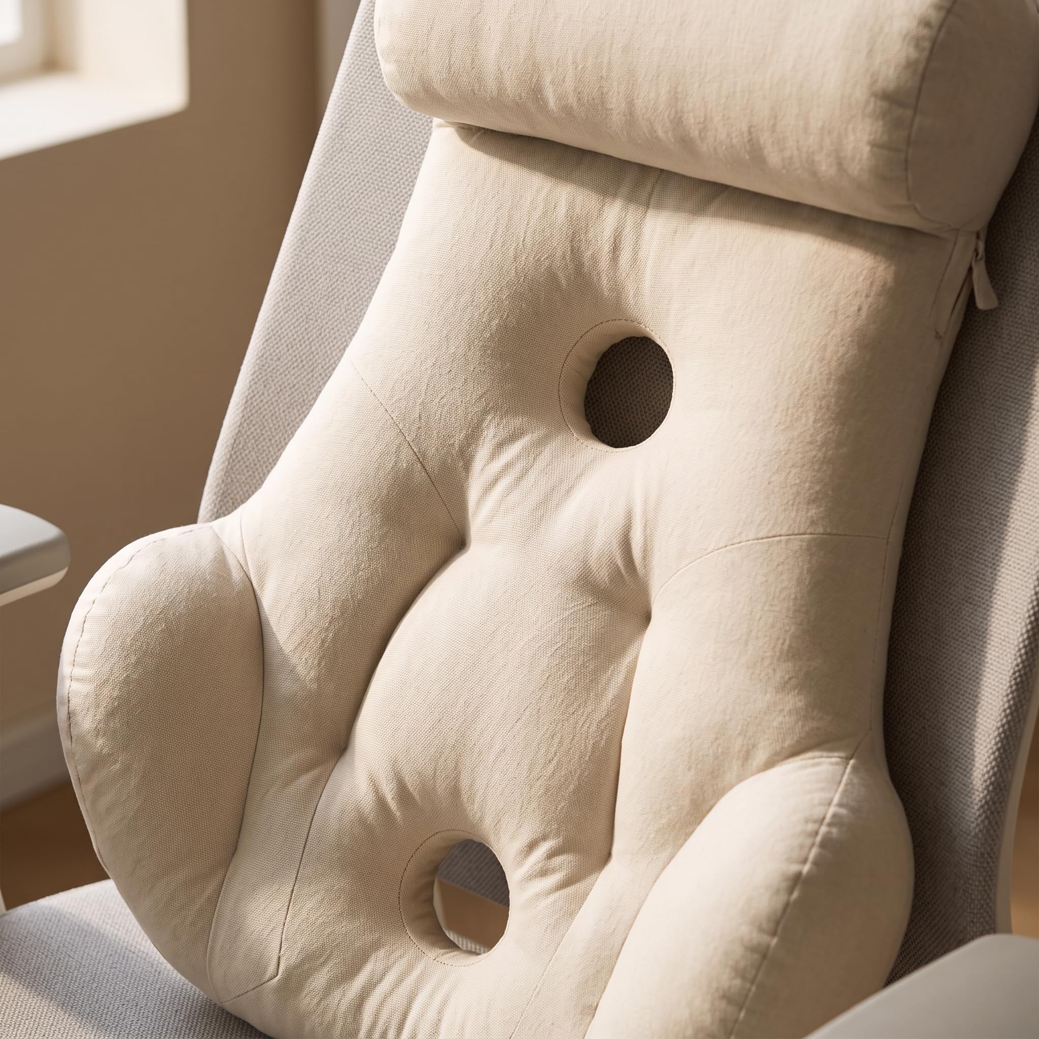 Almohada Ergonómica Algodón para Silla Oficina – para Aliviar el Dolor Espalda, Gris Luna