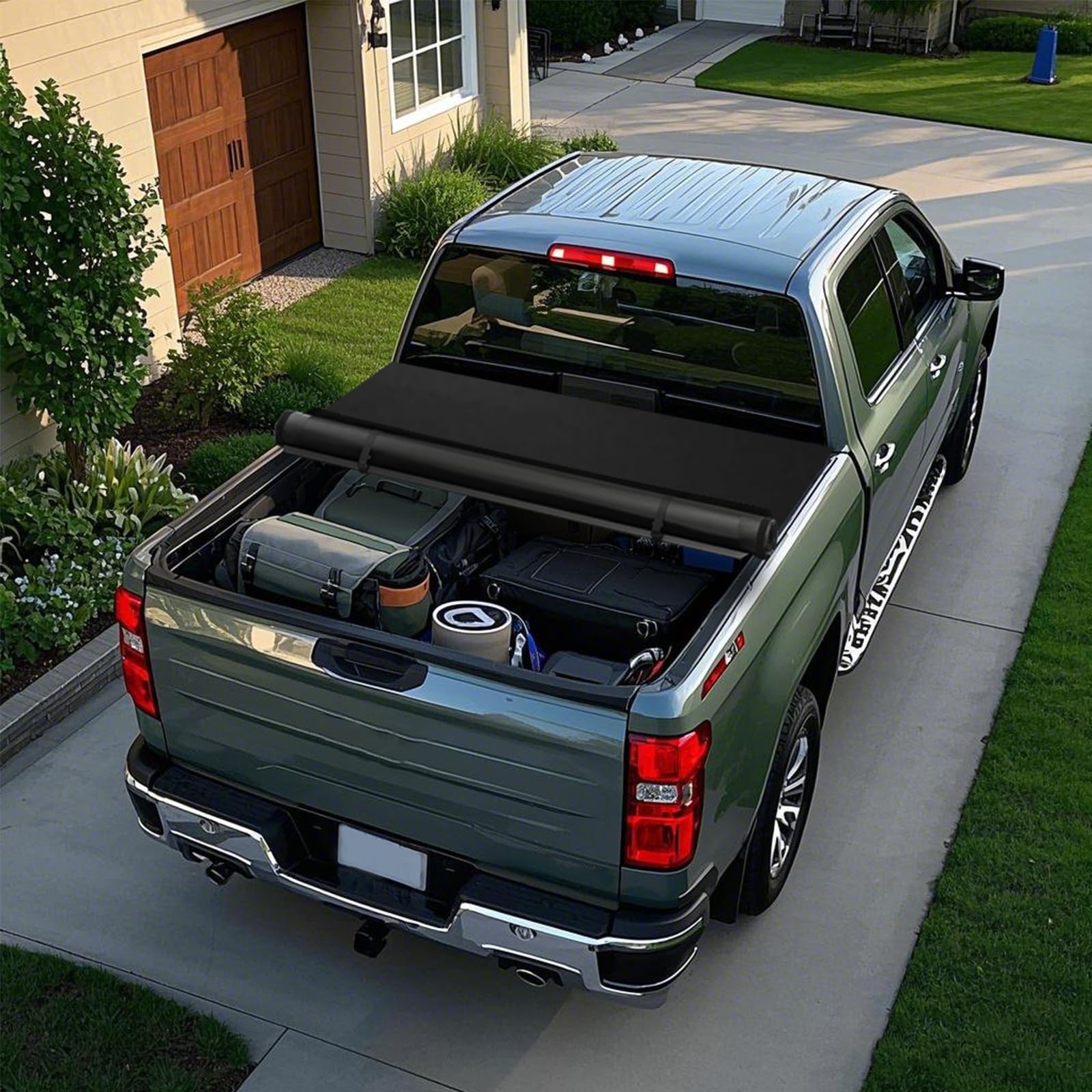 Soft Roll-up Truck Bed Tonneau Cover Compatible with 2007-2025 Chevy Silverado/GMC Sierra 1500 New Body Style 5.8ft (69.3") Bed w/o Multi-Flex Tailgate