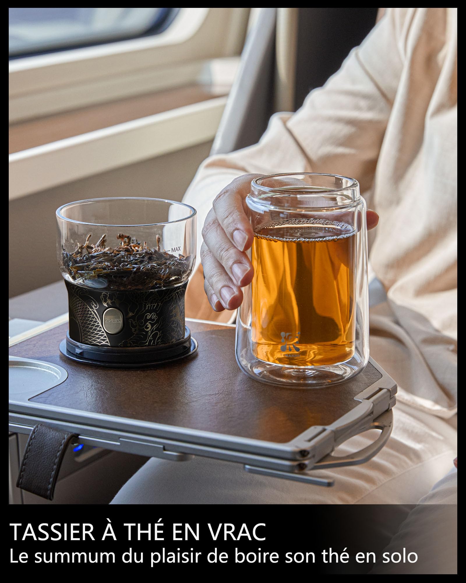 ZENS theiere con infusor, mágico de un solo toque tetera de cristal para té de hojas sueltas sin daños, máquina de té fresca con taza térmica y bolsa de té portátil, para regalo