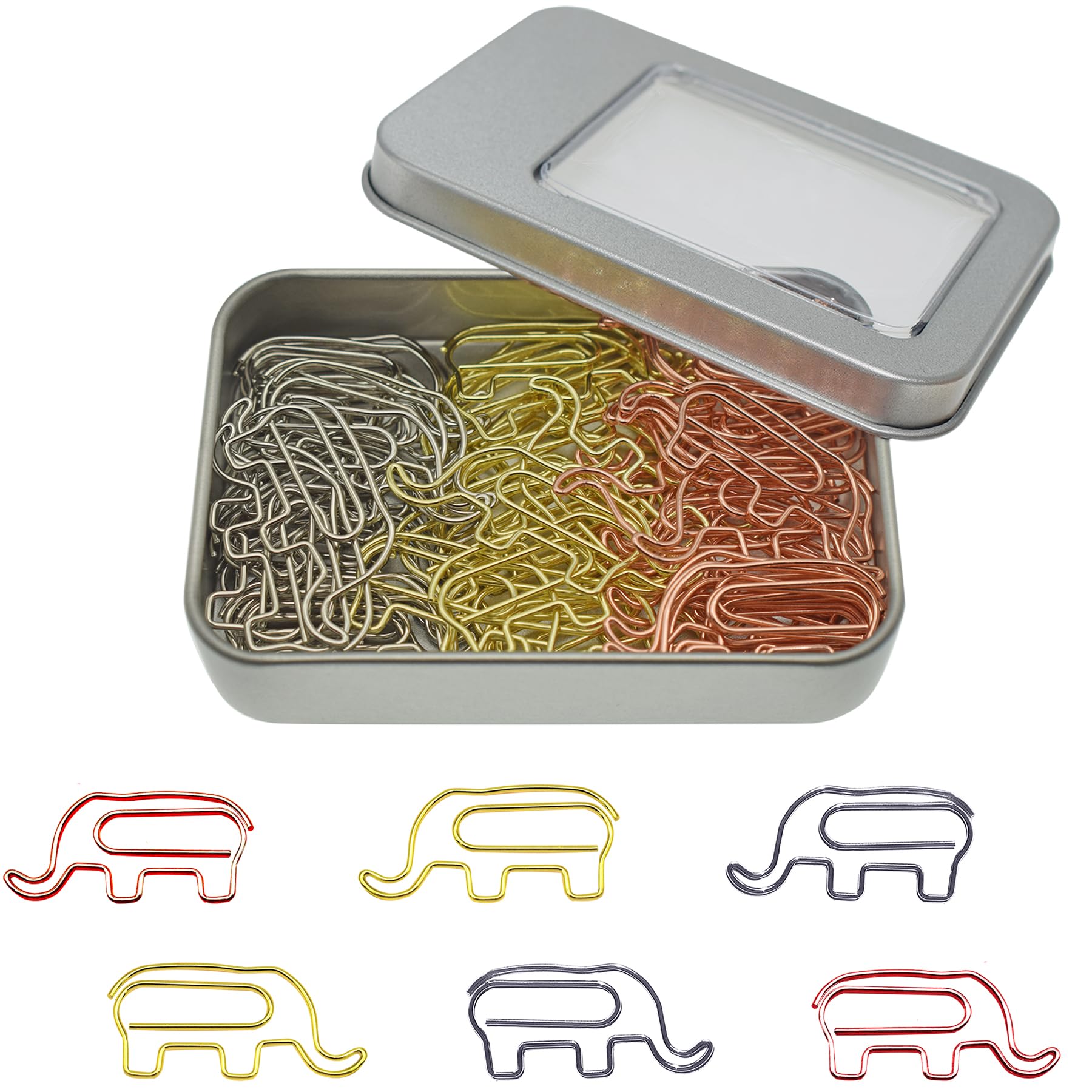 HiQinElephant Shaped Paper Clips Decorative Paperclips, Cute Elephant Office Gifts, 60 Pcs