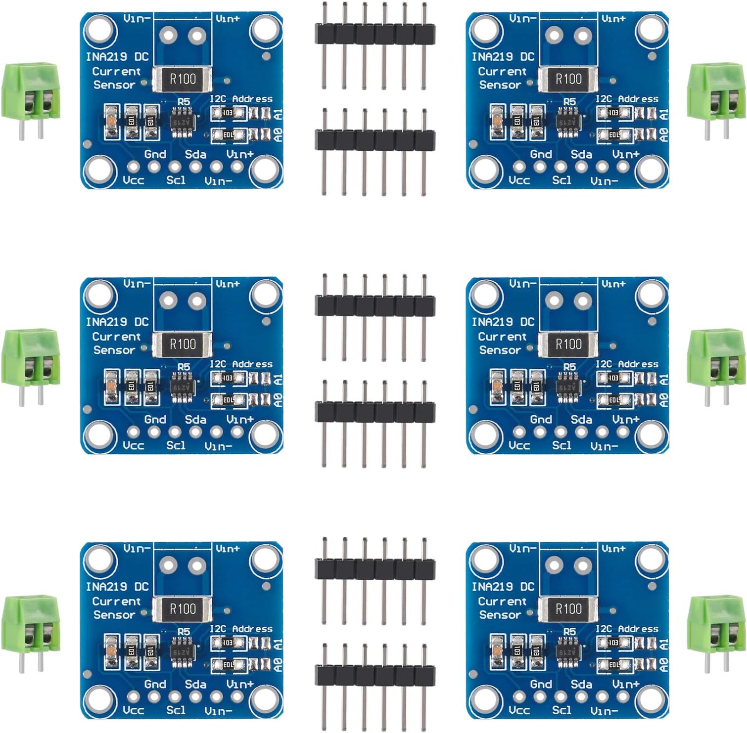 ACEIRMC 6pcs INA219 I2C Bi-Directional DC Current Power Supply Sensor Breakout Module Compatible with Arduino Raspberry Pi (6pcs)