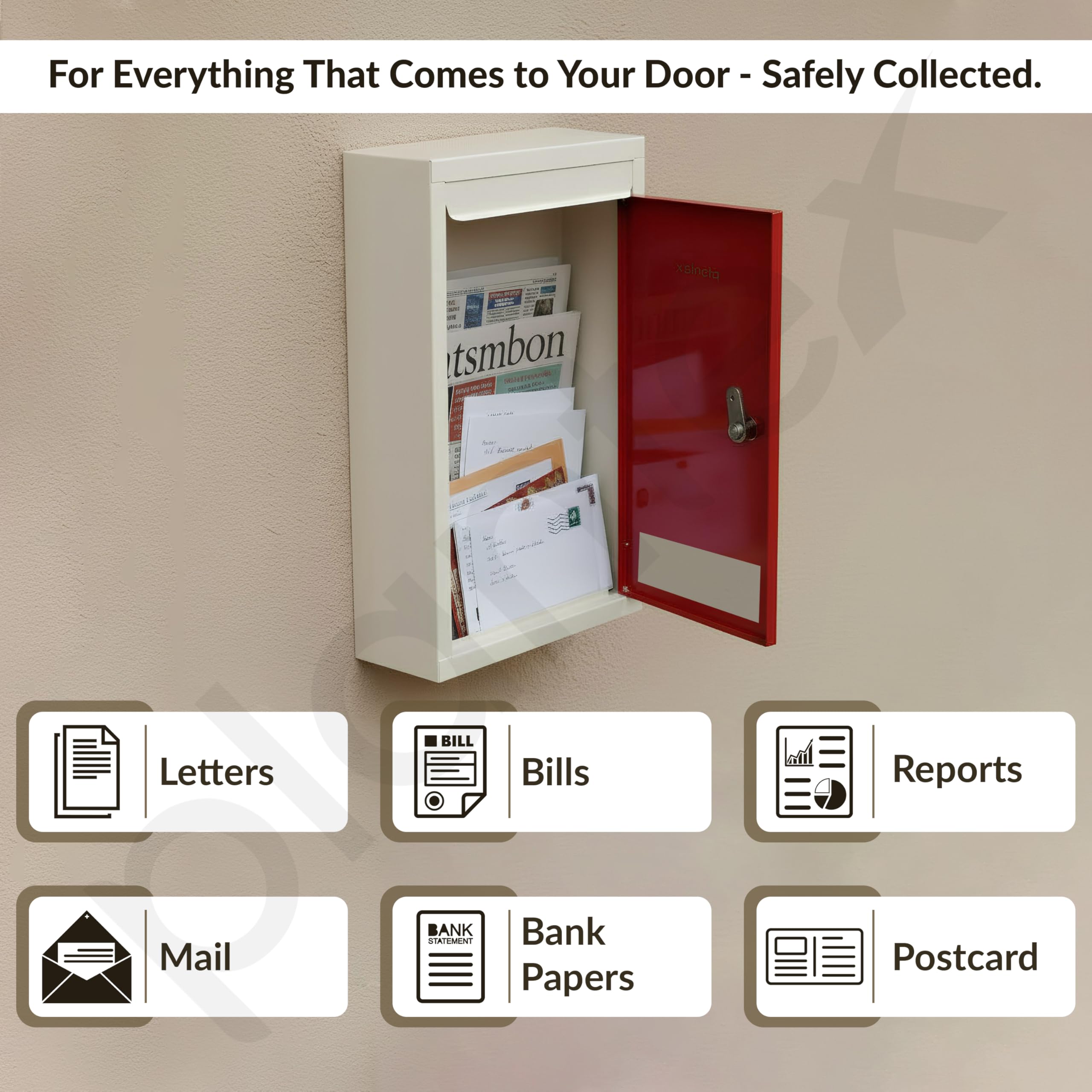 Plantex All in 1 Multipurpose Big Size Letter/Complaint/Suggestion/Donation Box with Lock - Table Top or Wall Mount (Red & Ivory) 3