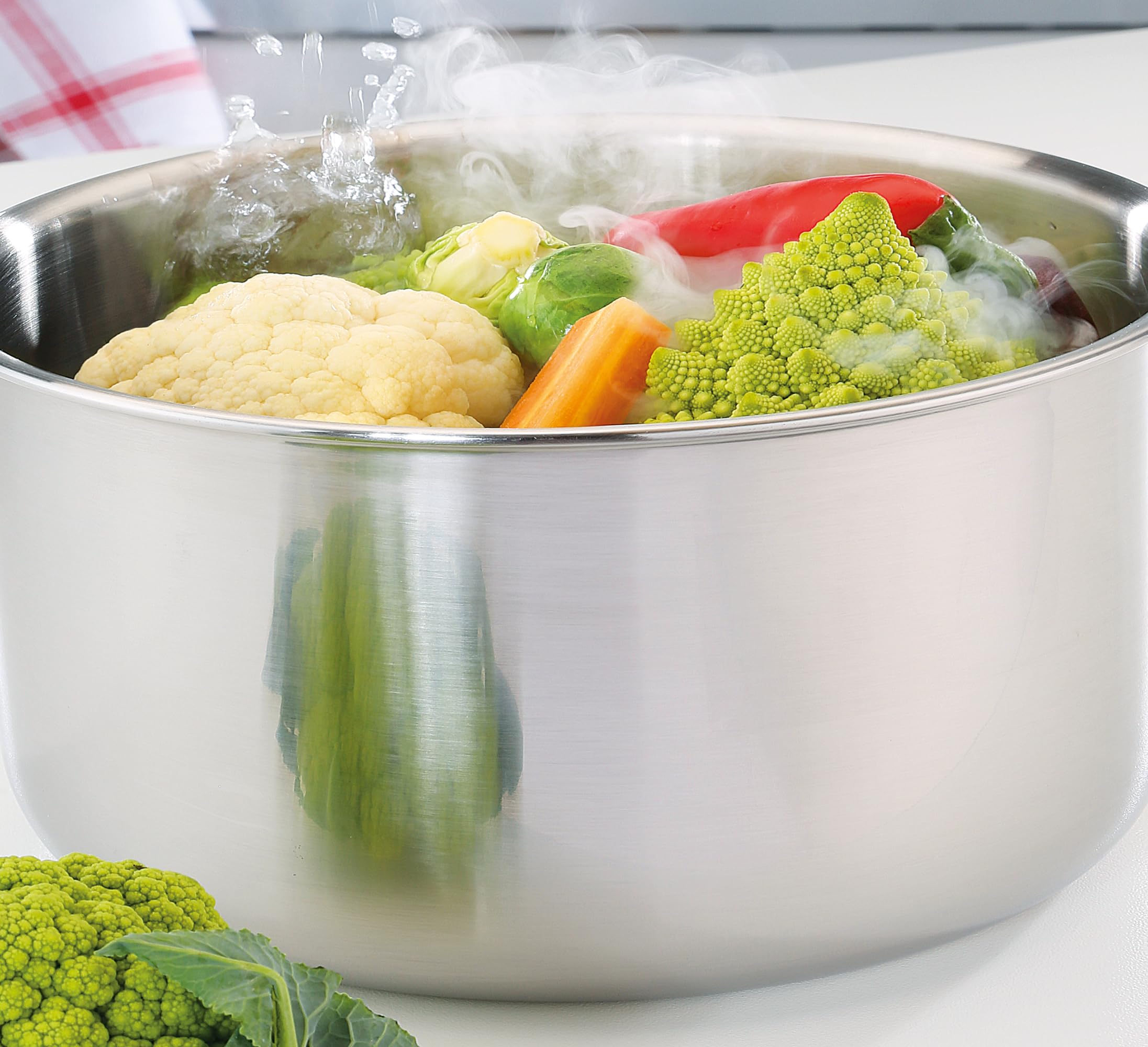 Spring GOURMET garnek do pieczenia z pokrywką Ø 20 cm, 2,7 l, stal nierdzewna, nadaje się do płyt indukcyjnych, nadaje się do piekarnika i mycia w zmywarce, wielowarstwowy, rdzeń aluminiowy, garnek do
