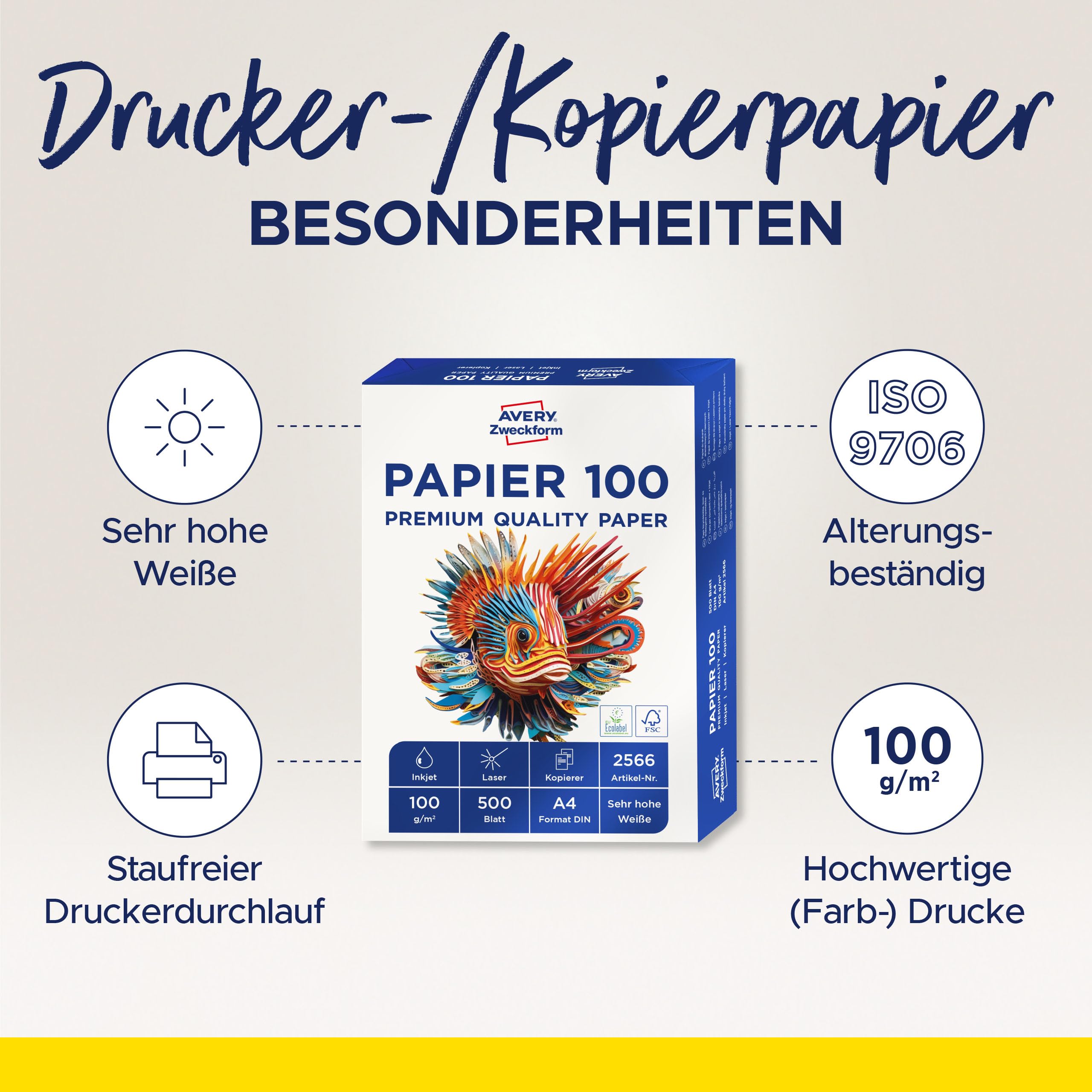 Avery Zweckform - 2566 - Carta per stampante a getto d'inchiostro, DIN A4, 100 g/m²