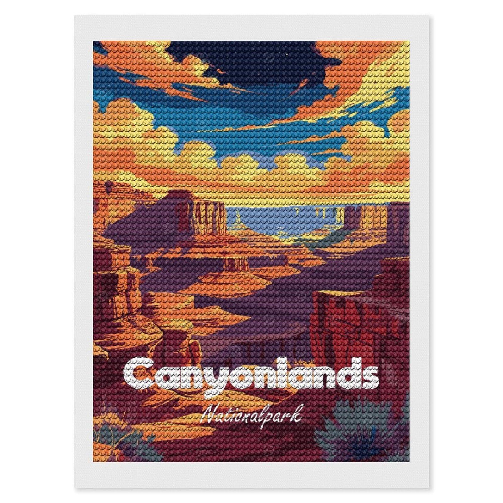 Junmoney Canyonlands National Park Illustration Diamond Art Canvas 12"x16", for Adults, Pleasing Wall Art Project, Modern Decor, Gift Idea, Nice Detail and Sparkle