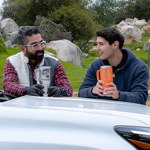 Vista 155 de LaserGram 15oz Vacuum Insulated Coffee Mug, Ankh, Personalized Engraving Included (Orange)