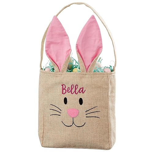 Personalization Universe Bunny Face - Bolsa personalizada para golosinas de Pascua, color rosa