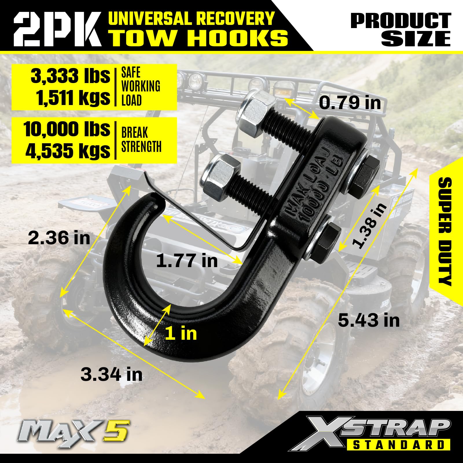 XSTRAP 2PK uniwersalne haki holownicze, 4,535.9 kg