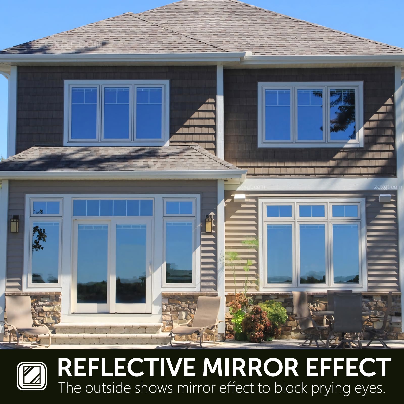 Agmovoue Reflective Window Film Privacy One Way, Mirror Film Daytime Privacy Heat Control UV Blocking Static Cling Window Tint Film for Home & Office, Black-Silver, 29.5 Inch X 6.5 Feet