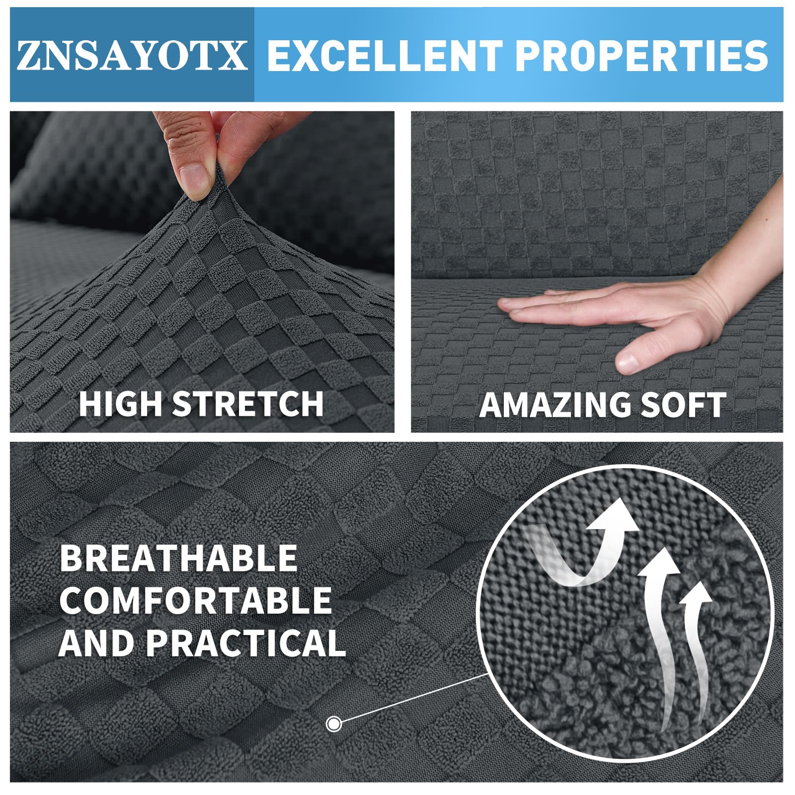 Amazon.com: ZNSAYOTX Sectional Couch Covers, Stretch Jacquard