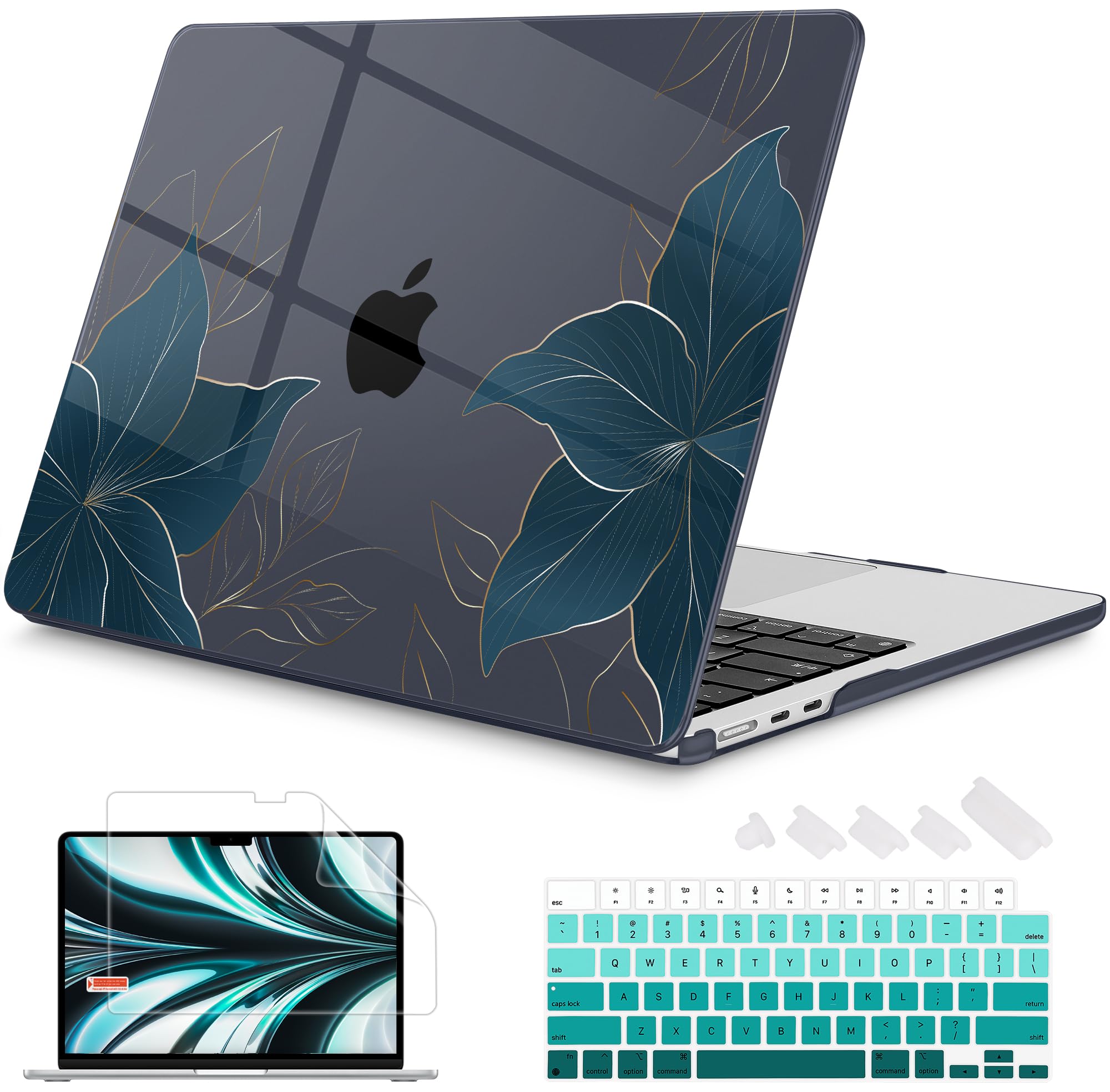 Mektron Case for 2026 MacBook Air 13-inch M5 Laptop A3449 with 13.6-inch Liquid Retina Display, 2025 2024 2022 M4/M3/M2 MacBook Air 13" Hard Shell Cover, Fit Model A3240 A3113 A2681, Floral C348