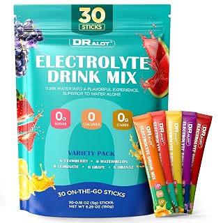 Juicy Splash 30 Packs Sugar Free Electrolytes Powder w/Natural Flavor, Liquid Daily IV Recharge+Tech. Mix 5 Electrolyte for Balance, Raw Seasalt Hydration Packets for GF, Vegan, Non-GMO, Keto - Amazon product rated Grade A