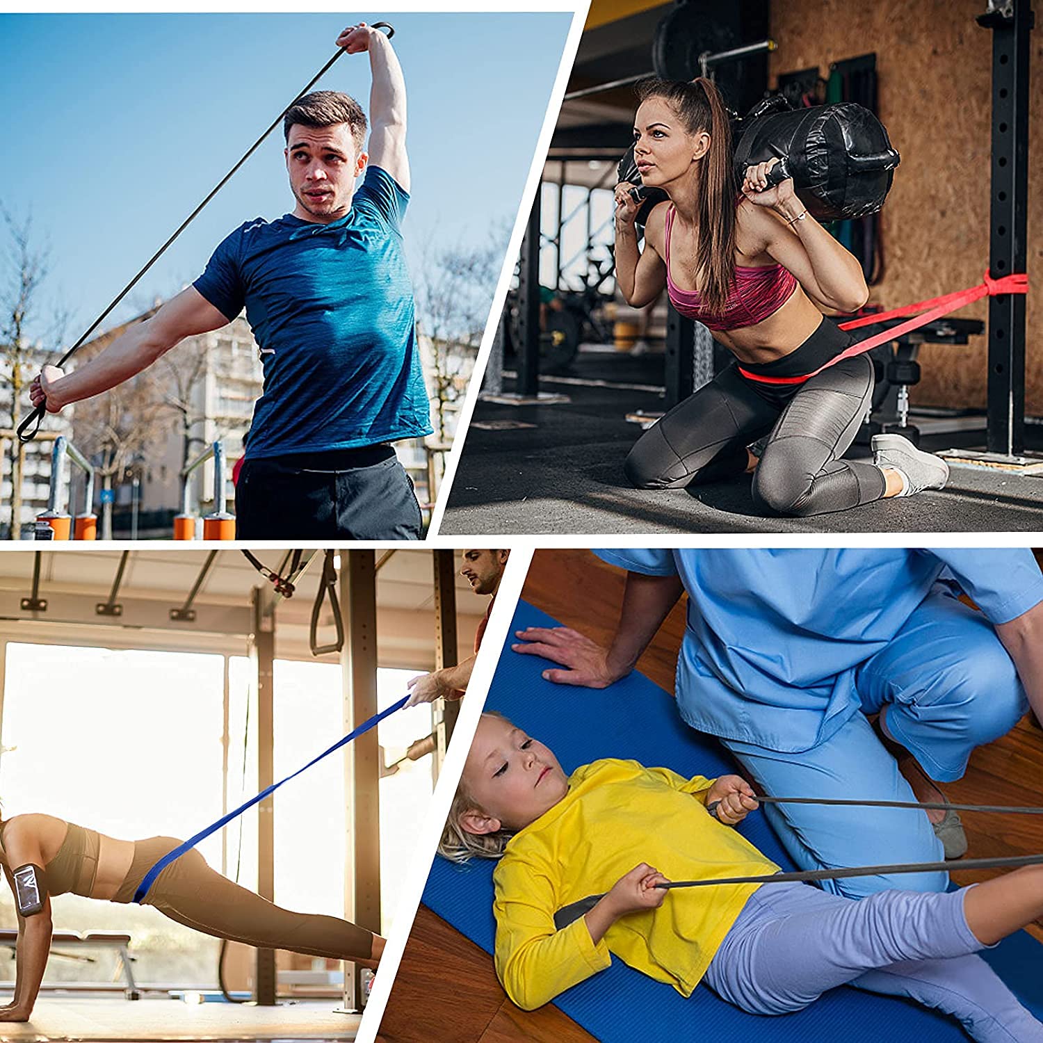 Bandas de Resistencia - Bandas Elásticas de Látex Natural, Cintas Elásticas para Estiramiento Corporal, Levantamiento de Pesas, Entrenamiento Físico, con Bolsa de Transporte y Guía de Entrenamiento