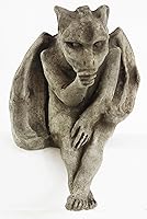 Handmade Sitting Gargoyle Concrete Garden Statue - Weatherproof Igor Cast Stone Figurine, Dark Almond Brown, 7.5" Tall USA Made