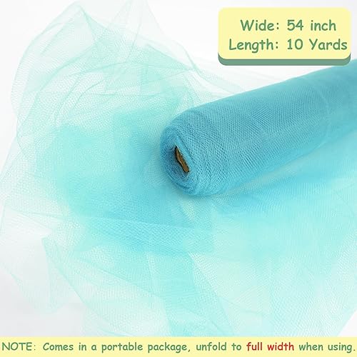 Miniatura 282 de Rollos de tela de tul azul de 54 pulgadas por 20 yardas, perno de carrete de tutú para decoración de bodas, falda tutú de baby shower, envoltura