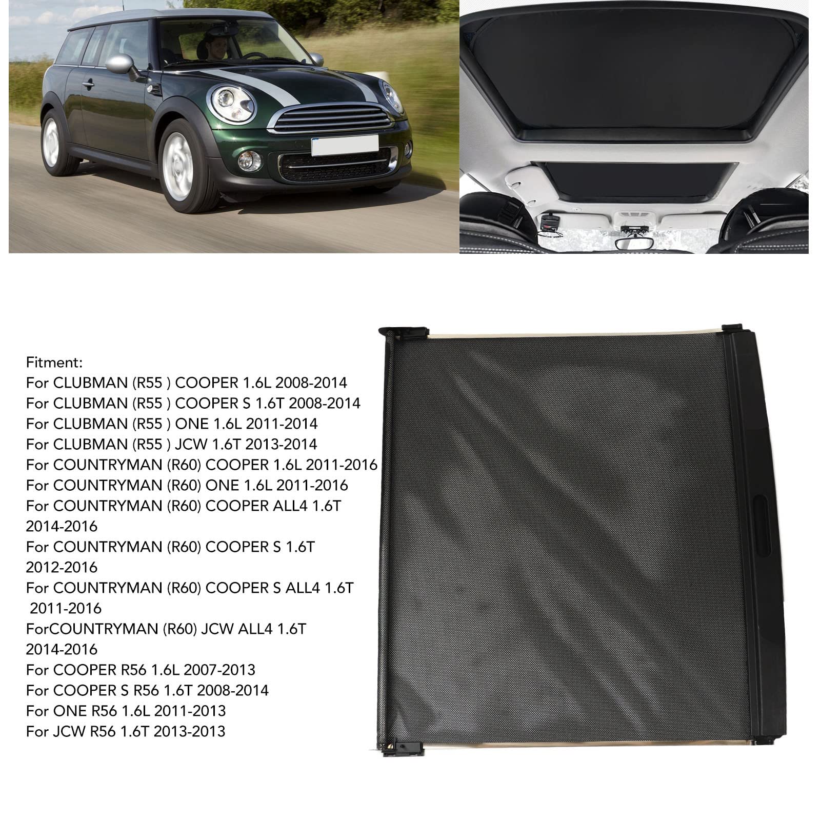 Auto-Sonnenschutz für das Vordere Dach, Vorderer Schiebedach-Rollvorhang 54102757016, Ersatz für R55 R56 2007 Bis 2016