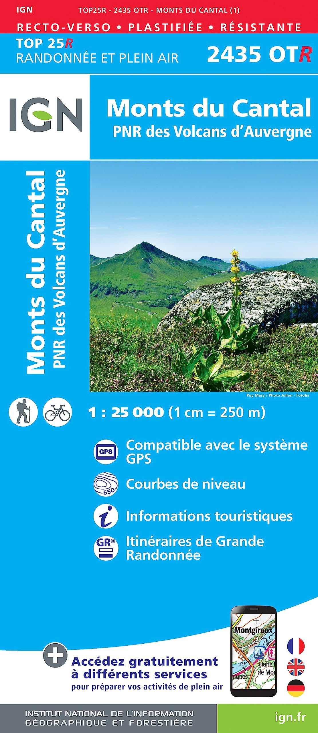 Monts du Cantal PNR des Volcans d'Auvergne: 2435OTR (TOP 25R)