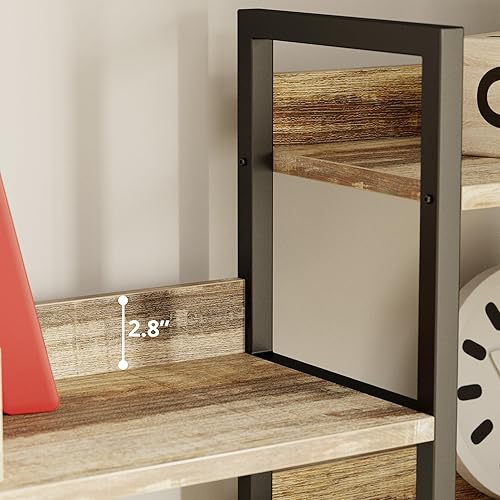 Miniatura 5 de IRONCK Librerías y estanterías de triple ancho de 5 niveles con deflectores estantería grande Etagere con marco de metal para sala de estar, oficina