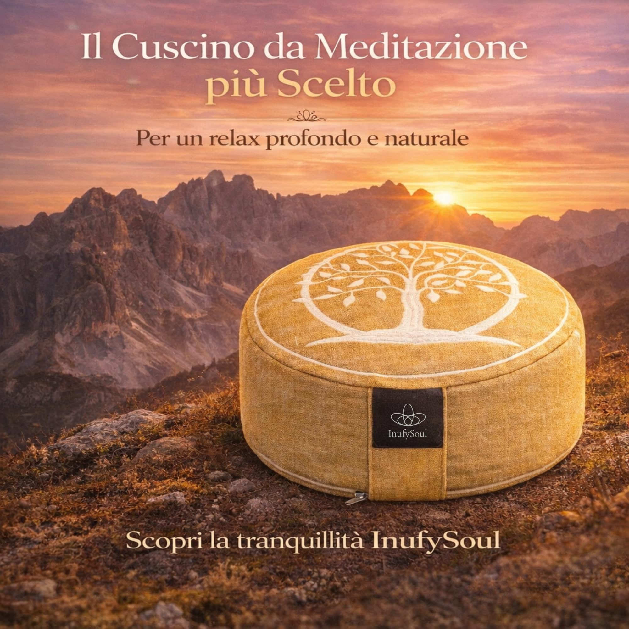 Cuscino da Meditazione/Gusci di Grano Saraceno/Rivestimento in Cotone Lavabile Rimovibile/Cuscino Yoga/Meditazione e Mindfulness
