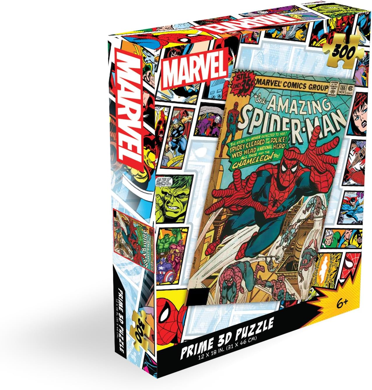 Prime 3D | Marvel | Spider-Man | 200 Piece 3D/2D Jigsaw Puzzle for Adults & Kids | Finished Size 12" x 18" | Challenging & Fun for Adults, Kids & Families | Immersive 3D Lenticular Effect