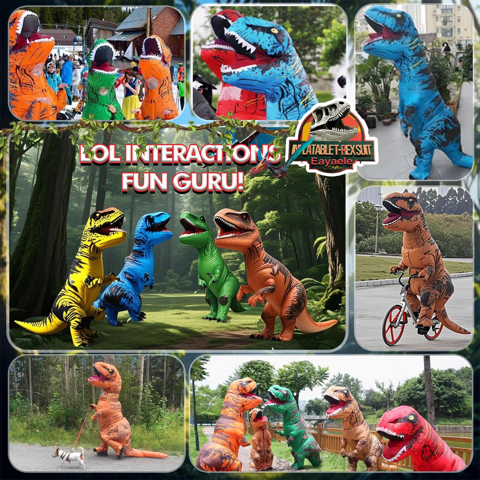 Disfraz Dinosaurio Adulto Hinchable T-Rex - Traje de Carnaval, Halloween, Fiestas - Tamaño Único, Fácil de Usar