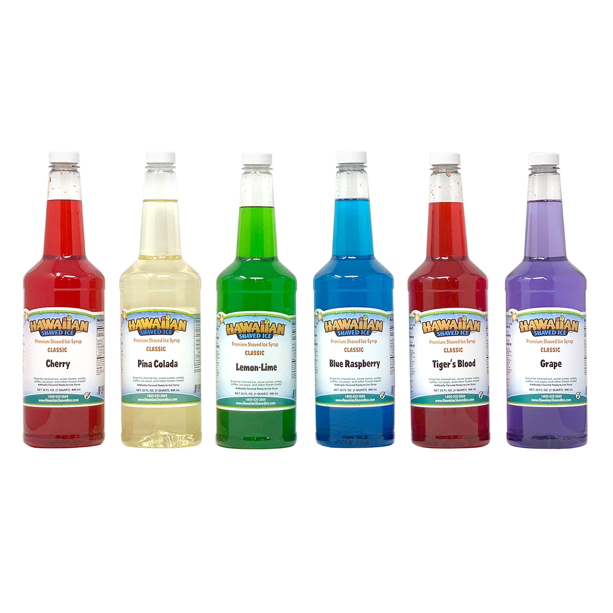 Hawaiian Shaved Ice Syrup 6 Pack, Quarts