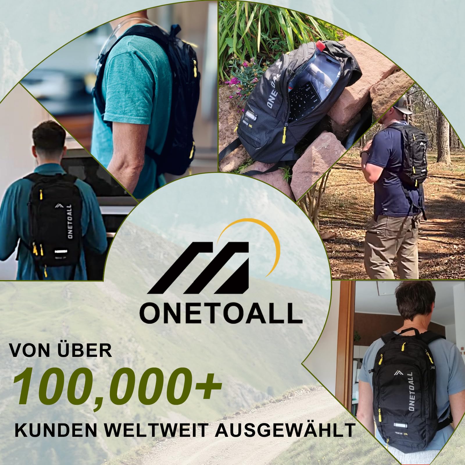 LOCAL LION ONETOALL Fahrradrucksack Klein 10L mit Regenschutz und Helmnetz, Skirucksack für Damen und Herren, Kleiner Wanderrucksack Wasserdicht zum Skifahren Radfahrren Wandern Tagestour