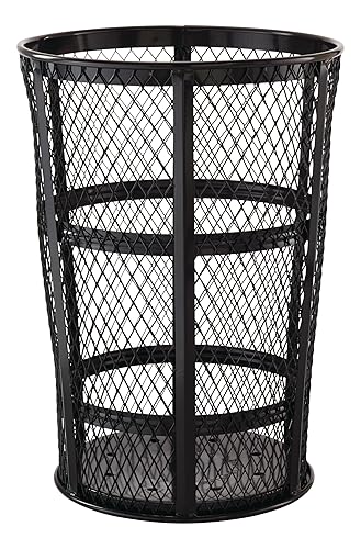 Rubbermaid Commercial Products Bote de basura de metal duradero, 45 galones, negro, contenedor de basura grande para áreas públicas al aire libre,