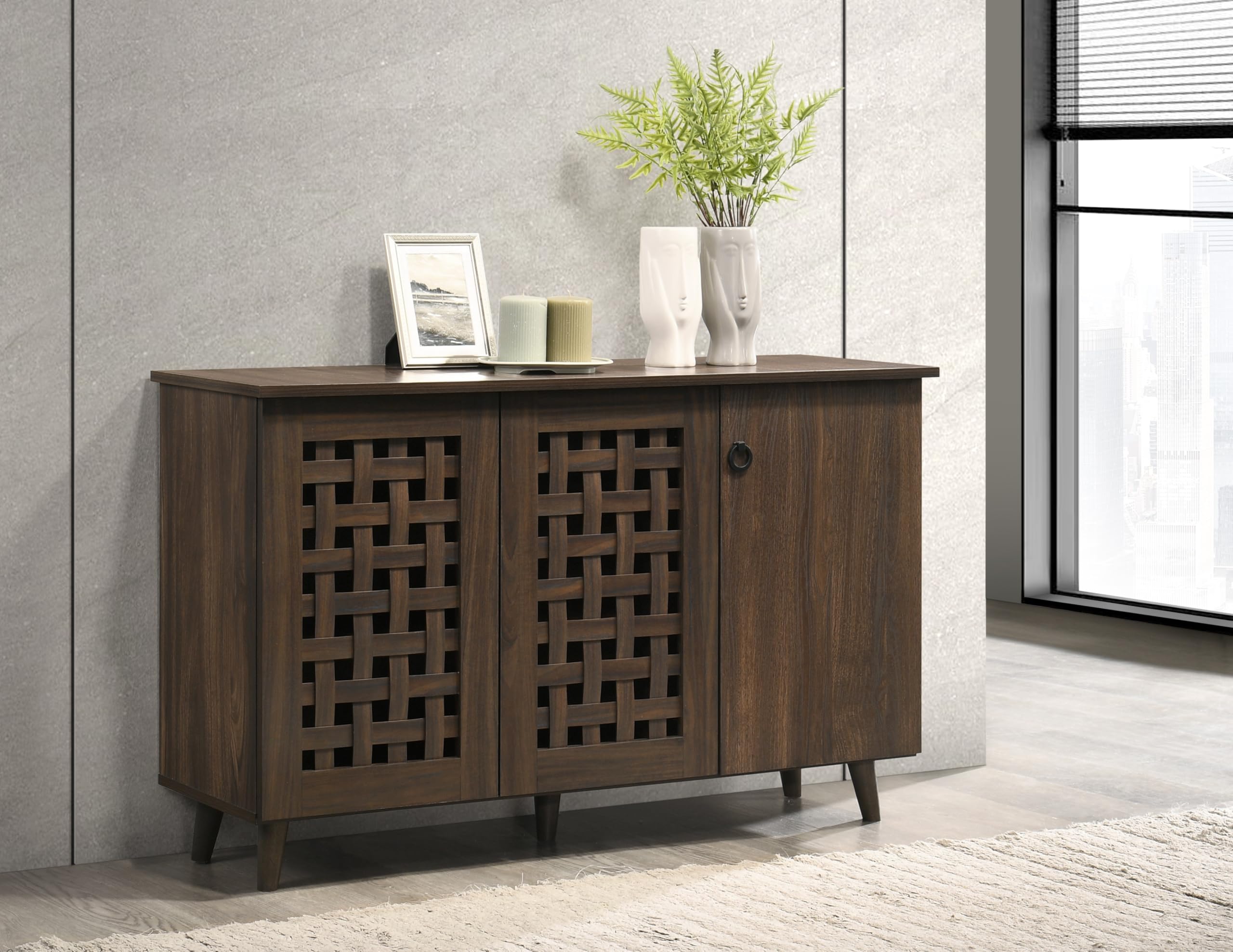 DeckUp Ceylon 3-Door Engineered Wood Shoe Rack (Walnut, Matte Finish)