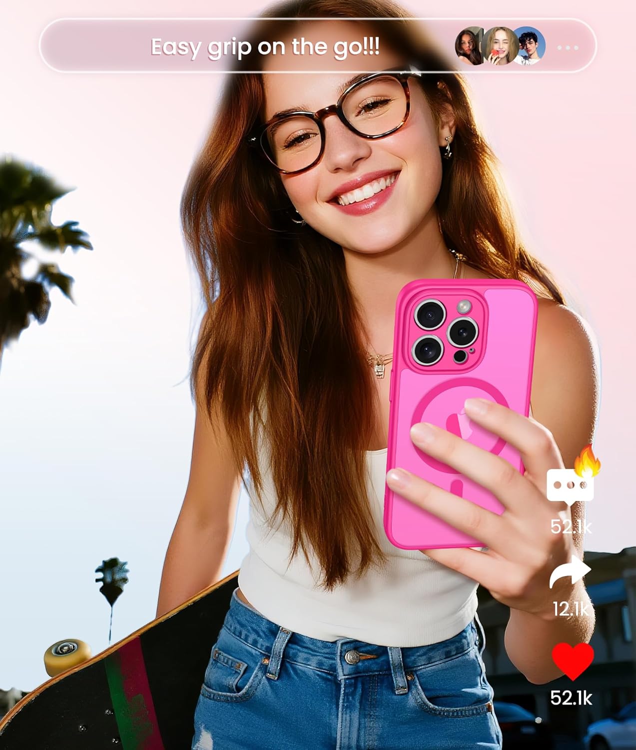 FNTCASE for iPhone 15 Pro Max Case: [Compatible with Magsafe] Translucent Matte Cases with [Full Camera Protection] [Screen Protector] Military Grade Shockproof Protective Phone Cover - Hot Pink - Image 7