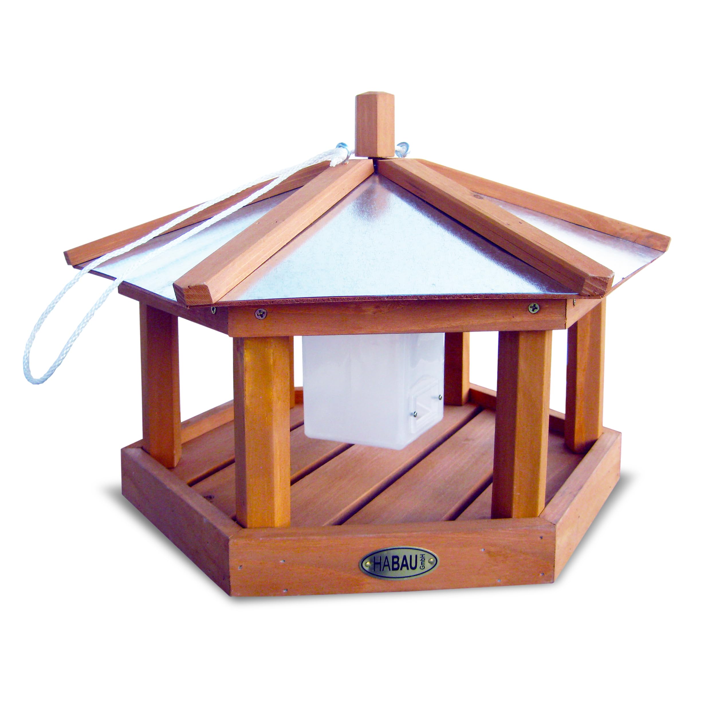 HABAU Vogelhaus Kohlmeiste aus Holz - Futterhaus zum Aufhängen mit Futtersilo