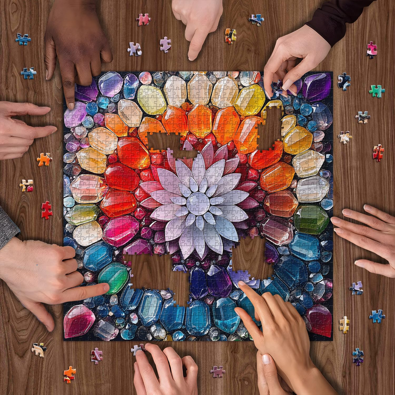 PICKFORU Crystal Puzzles for Adults 1000 Pieces, Gem Art 1000 Piece Puzzle Crystal Art, Colorful Challenging Rainbow Jigsaw Puzzles as Home Decor - Image 8