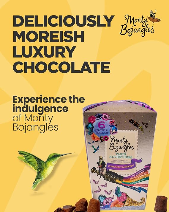 Monty Bojangles Taste Adventure Cocoa Dusted Truffles Gift Box (225g) 6 Flavours, Award Winning Truffles, Beautiful Gift Box, Perfect Chocolate Gift