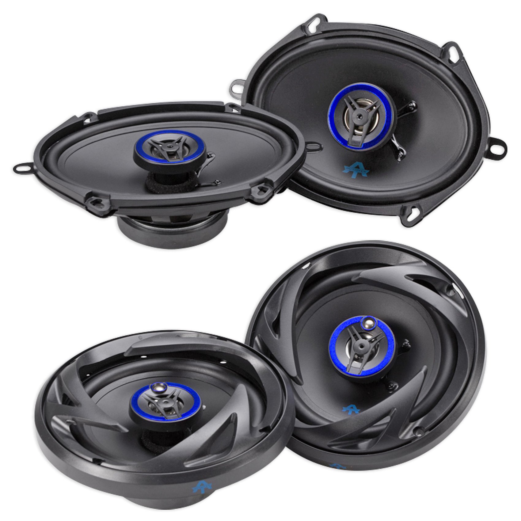 (2) AUTOTEK ATS5768CX 5x7/6x8 500w Speakers+(2) ATS653 6.5" 600 Watt Speakers