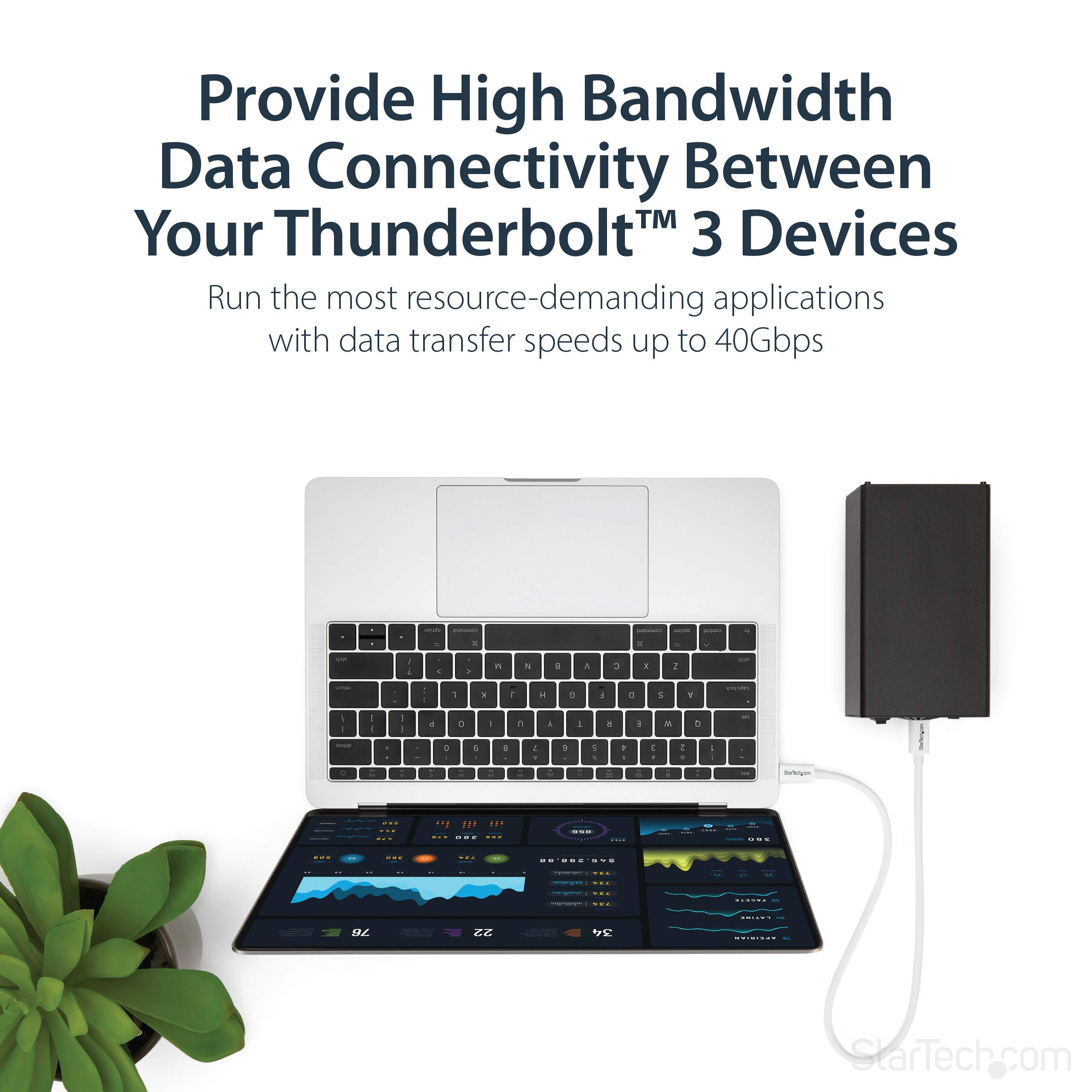 StarTech Câble Thunderbolt 3 Passif 50cm 40Gbps 100W PD 5K USB-C Blanc | Certifié Intel Thunderbolt, Compatible USB4 Thunderbolt 4, 5K 60Hz, Double 4K 60Hz