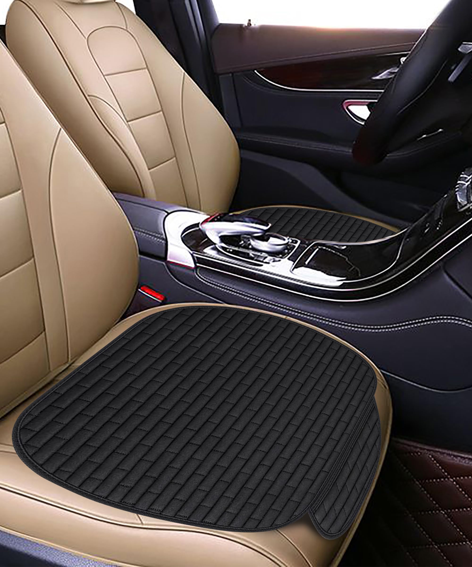 Flaconi Auto Sitzkissen 2er Set - PU Ledersitzauflage Schwarz-Rot