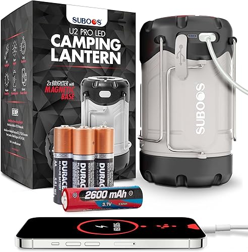 SUBOOS U2 PRO Linterna LED recargable linterna recargable USB C con linterna banco de energía de 2600 mAh base magnética linterna de campamento de