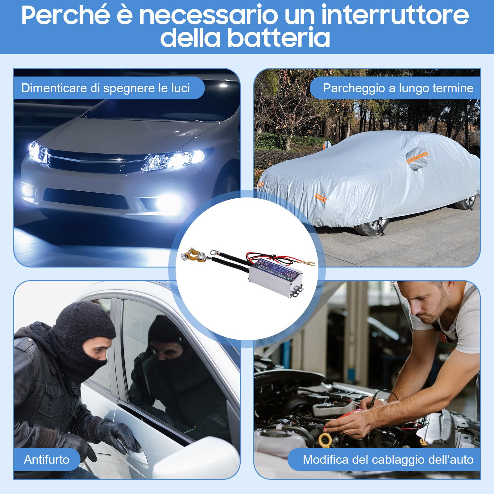 Interruttore di Stacca Batteria 12V, 200A Stacca Batteria per Auto con Telecomando, Staccabatteria Antifurto con Involucro in Lega di Alluminio per auto, camion, barca,