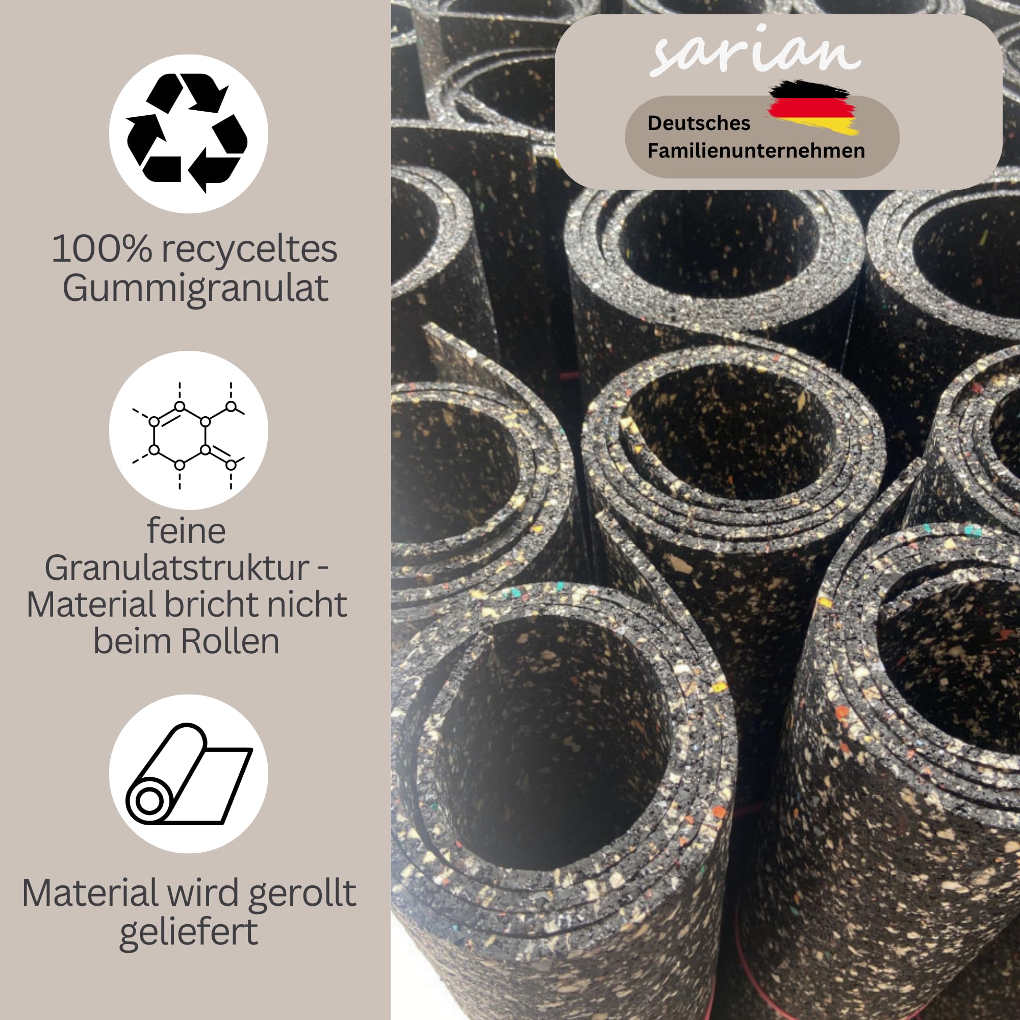 sarian Bautenschutzmatte STÄRKE: 3mm GRÖßE: 1000mm x 800mm (1m x 0,8m) Gummimatte Ladungssicherung Schutzmatte