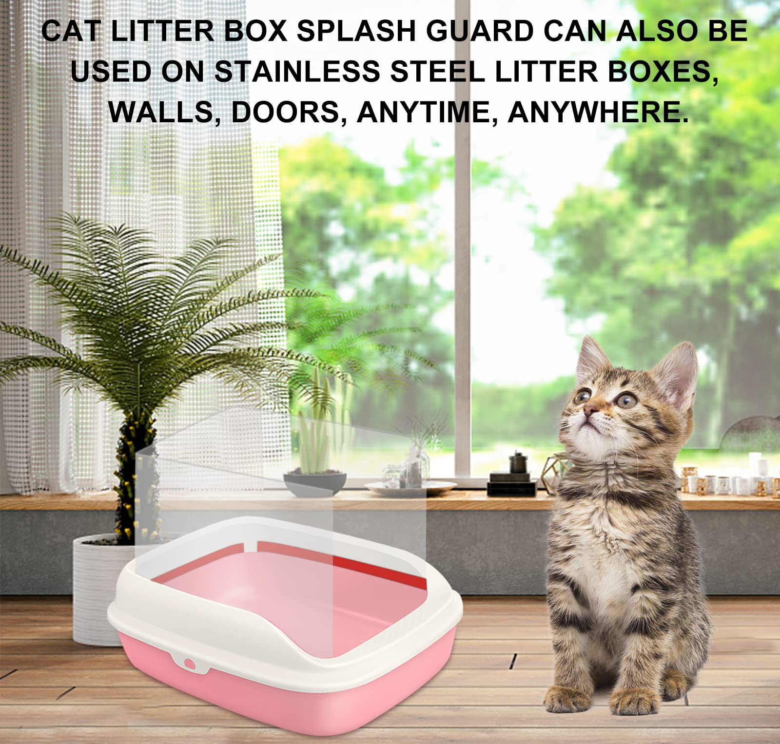 Deapher 3 stuks kattenbakvulling spatbescherming plasschilden - dubbelzijdige anti-spatten herbruikbare schilden voor open kattenbak, transparant privacyscherm 14,5 x 11,5 inch, gemakkelijk schoon te