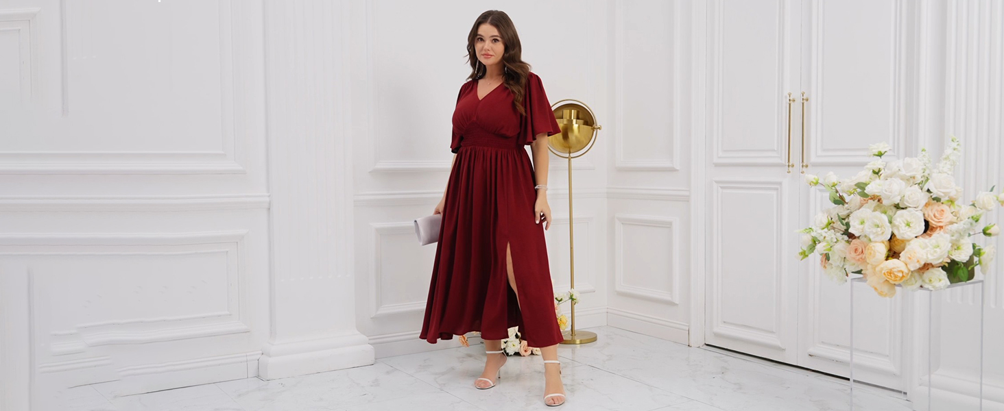 flowy burgundy maxi dress Long Sleeve Maxi Chiffon Burgundy Maxi Dress Wine Red Flowy Dress Long Sleeve Burgundy Maxi Dress Long Sleeve